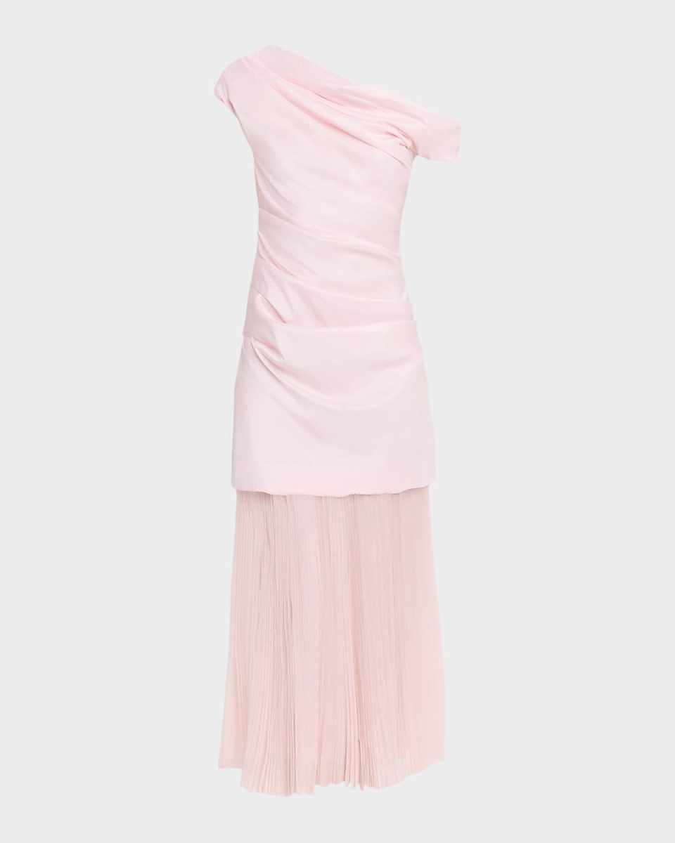 Ammalie Asymmetric Combo One-Shoulder Midi Dress